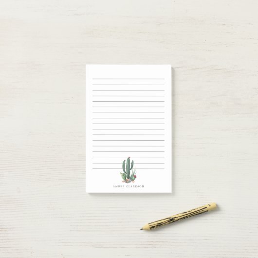 Colorful Cactus Bloom | Geld Post-it® Notes (Op bureau)