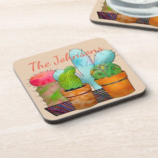 Colorful Cactus Garden Bier Onderzetter (Linkerzijde)
