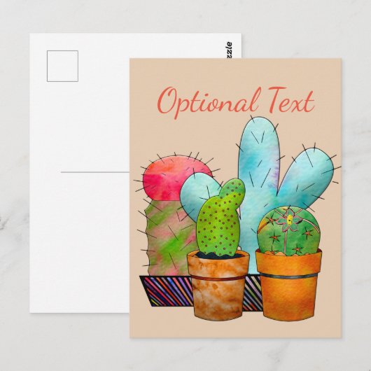 Colorful Cactus Garden Briefkaart (Voorkant / Achterkant)