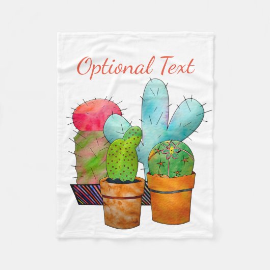 Colorful Cactus Garden Fleece Deken (Voorkant)