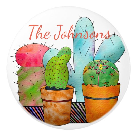 Colorful Cactus Garden Keramische Knop (Voorkant)