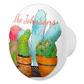 Colorful Cactus Garden Keramische Knop (Rechts)