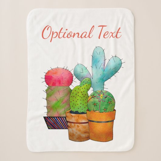 Colorful Cactus Garden Sherpa Deken (Voorkant)