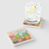 Colorful Cactus Garden Stenen Onderzetter (Zijkant)