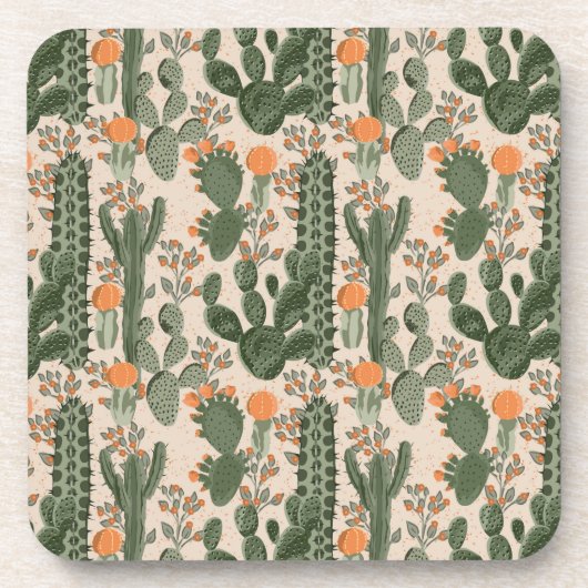 Colorful Cactus Pattern Bier Onderzetter (Voorkant)