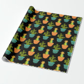Colorful Cactus Pattern Cadeaupapier (Uitgerold)