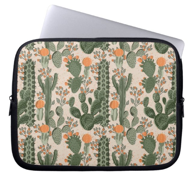 Colorful Cactus Pattern Laptop Sleeve (Voorkant)