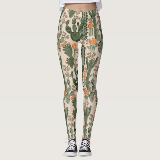 Colorful Cactus Pattern Leggings (Voorkant)