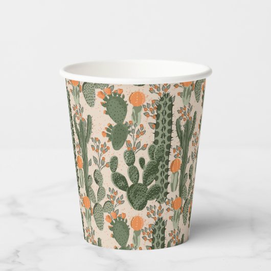 Colorful Cactus Pattern Papieren Bekers (Achterkant)