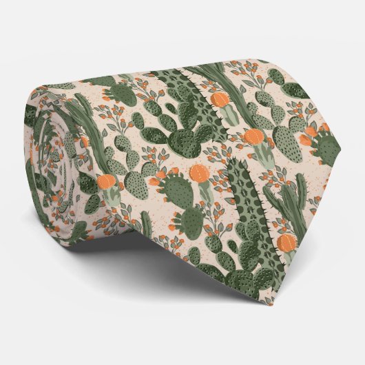 Colorful Cactus Pattern Stropdas (Opgerold)