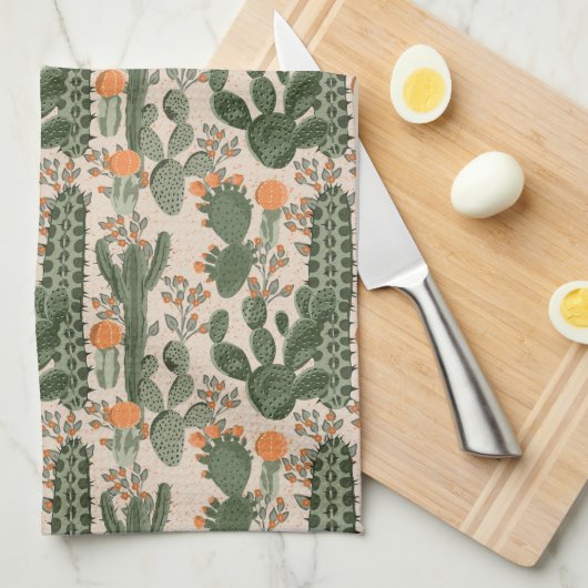 Colorful Cactus Pattern Theedoek (Quarter Fold)