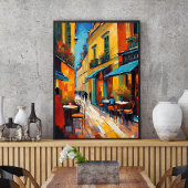 Colorful Cafes and Cobblestone Poster