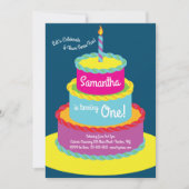 Colorful Cake1st Birthday Cute Invitations Kaart (Voorkant)