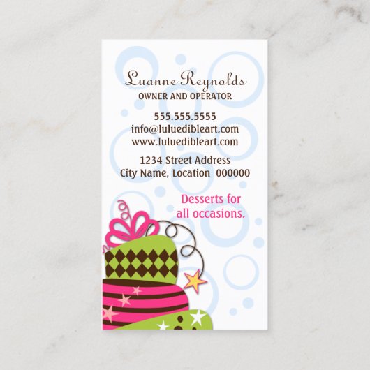 Colorful Cake Art Bakery Visitekaartje (Achterkant)