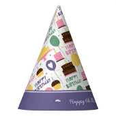 Colorful Cake Pattern Happy Birthday w/ Name Age Feesthoedjes (Links)