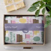 Colorful Cake Pattern Happy Birthday w/ Name Age Tissuepapier (Geschenk)