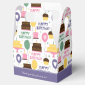 Colorful Cake Pattern Happy Birthday w/ Name Bedankdoosjes (Geopend)