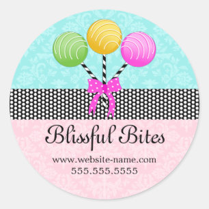 Colorful Cake Poppen Damask Ronde Sticker