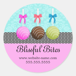 Colorful Cake Poppen Damask Ronde Sticker