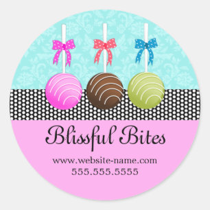 Colorful Cake Poppen Damask Ronde Sticker