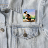 Colorful Calico Cat Pin Vierkante Button 5,1 Cm (In situ)