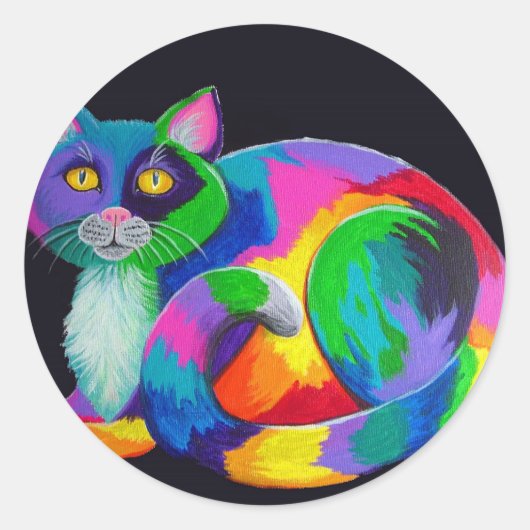 Colorful Calico Ronde Sticker (Voorkant)