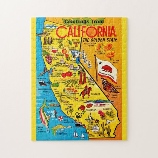 Colorful California State Legpuzzel (Verticaal)