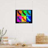 Colorful California State Pop Art Map Poster (Keuken)
