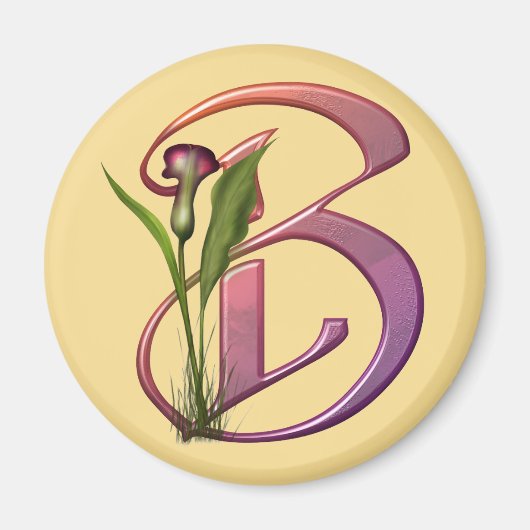 Colorful Calla Initiaal B Magneet (Voorkant)