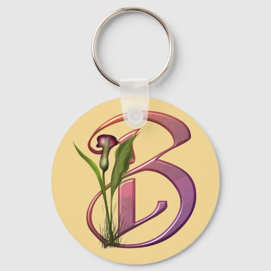 Colorful Calla Initiaal B Sleutelhanger (Voorkant)