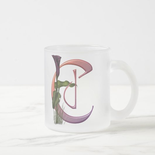 Colorful Calla Initiaal C Matglas Koffiemok (Rechts)