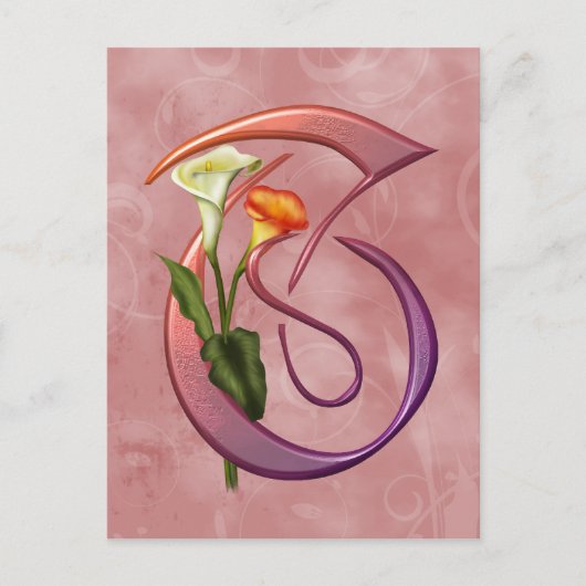 Colorful Calla Initiaal T Briefkaart (Voorkant)