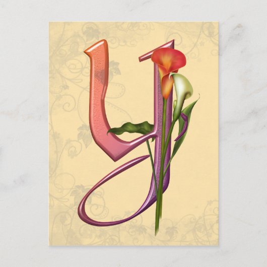 Colorful Calla Initiaal Y Briefkaart (Voorkant)