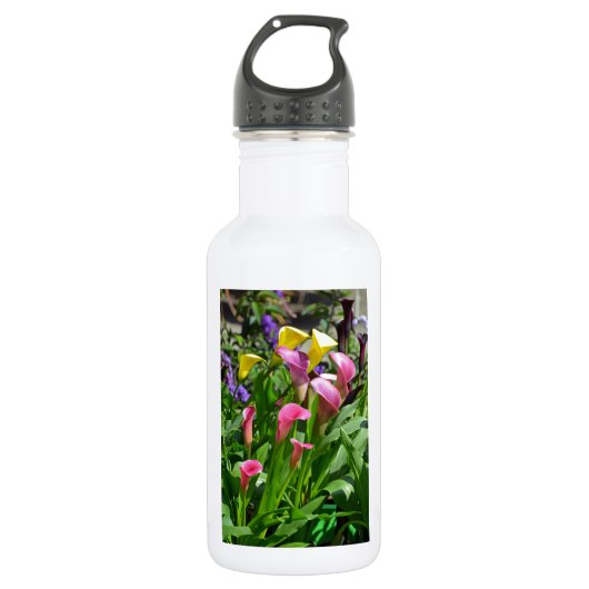 Colorful calla lily bloemen waterfles  (Voorkant)