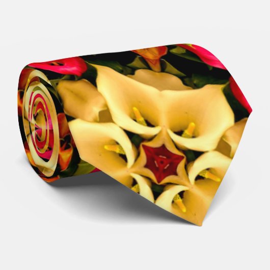 Colorful Calla Lily Pattern Stropdas (Opgerold)