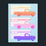 Colorful Camper Trailer Patroon Briefkaart<br><div class="desc">Kleurrijke kampeerwagens dansen op deze kaart. Kijk eens naar mijn winkel voor meer!</div>