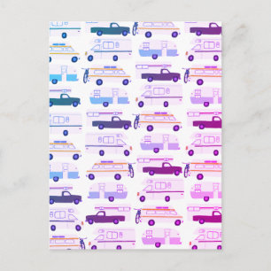 Colorful Camper Trailer Vanlife RV Patroon Briefkaart