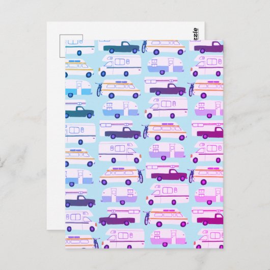 Colorful Camper Trailer Vanlife RV Patroon Briefkaart (Voorkant / Achterkant)