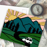 Colorful Campervan Mountains Vanlife RV Sunrise Briefkaart<br><div class="desc">Kijk eens naar dit geweldige briefkaart met een tekening van bergen en een kampeerwagen. Voeg je eigen tekst toe. Bekijk mijn winkel voor vlinders,  vogels,  RV's,  kamperen,  wandelen,  bloemen en nog veel meer!</div>