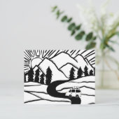Colorful Campervan Mountains Vanlife RV Sunrise Briefkaart (Staand voorkant)