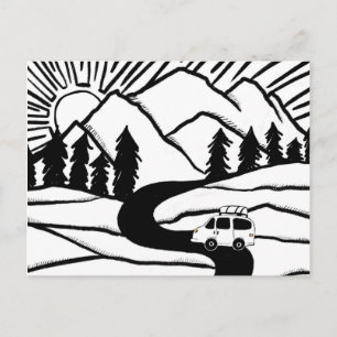 Colorful Campervan Mountains Vanlife RV Sunrise Briefkaart