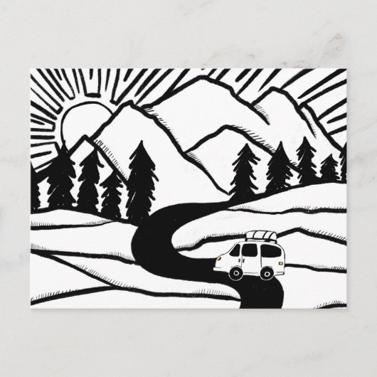Colorful Campervan Mountains Vanlife RV Sunrise Briefkaart (Voorkant)