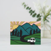 Colorful Campervan Mountains Vanlife RV Sunrise Briefkaart (Staand voorkant)