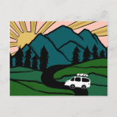 Colorful Campervan Mountains Vanlife RV Sunrise Briefkaart (Voorkant)