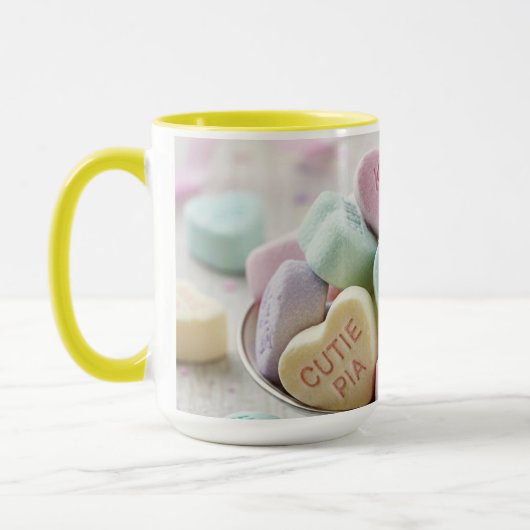 Colorful Candy Hearts Love Mug Mok (Links)