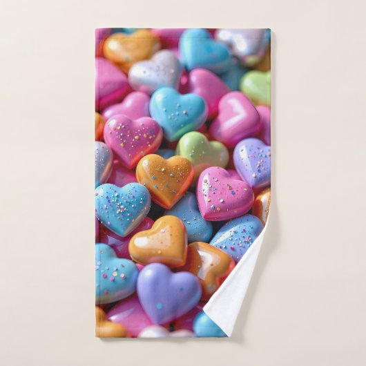 Colorful Candy Love Hearts Handdoek (Handdoek)