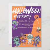 Colorful Candy Monsters Kids Halloween Invite Kaart (Voorkant)