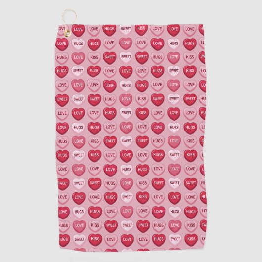 colorful candy Valentine's day heart pattern Golfhanddoek (Voorkant)