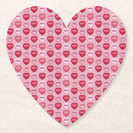 colorful candy Valentine's day heart pattern Kartonnen Onderzetters (Voorkant)