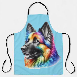 Colorful Canine Chef Artistic Rainbow Dog  Schort